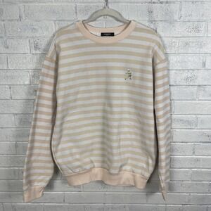 Bananas Monkey Crewneck Sweatshirt Peach Striped Mens Size M Streetwear